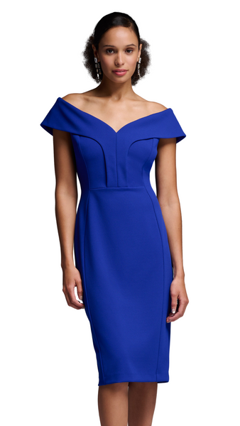 Fitted Off The Shoulder Dress in Multiple Colours. Style JR231756