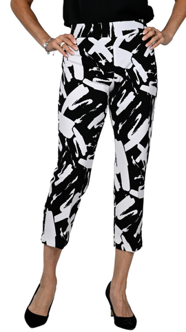 Black & White Abstract Printed Stretch Pant. Style FL236221