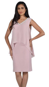 Sheer Overlay Sparkle Trim Dress. Style FL222012