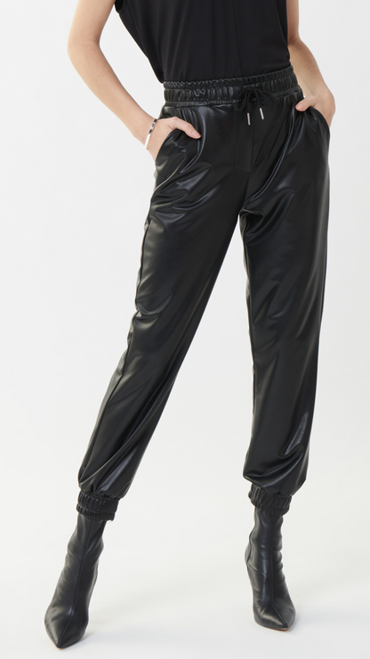 Pull On Faux Leather Pant in Black or Avocado. Style JR223166