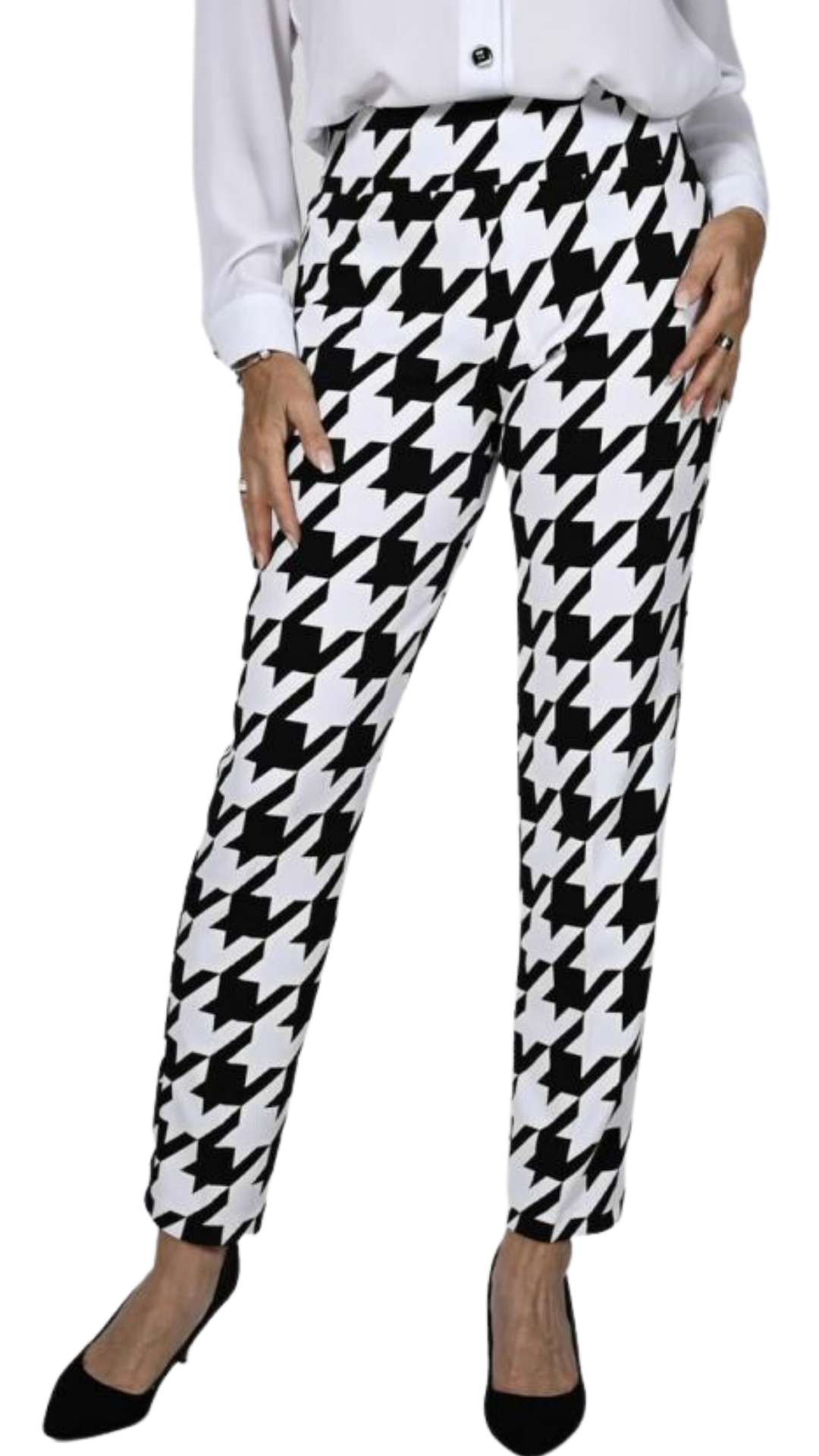 Pull On Textured Dot Houndstooth Print Pant. Style FL236396