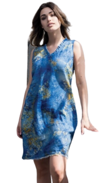 Multicolour Frayed Edge Sleeveless Dress. Style ALSA41418