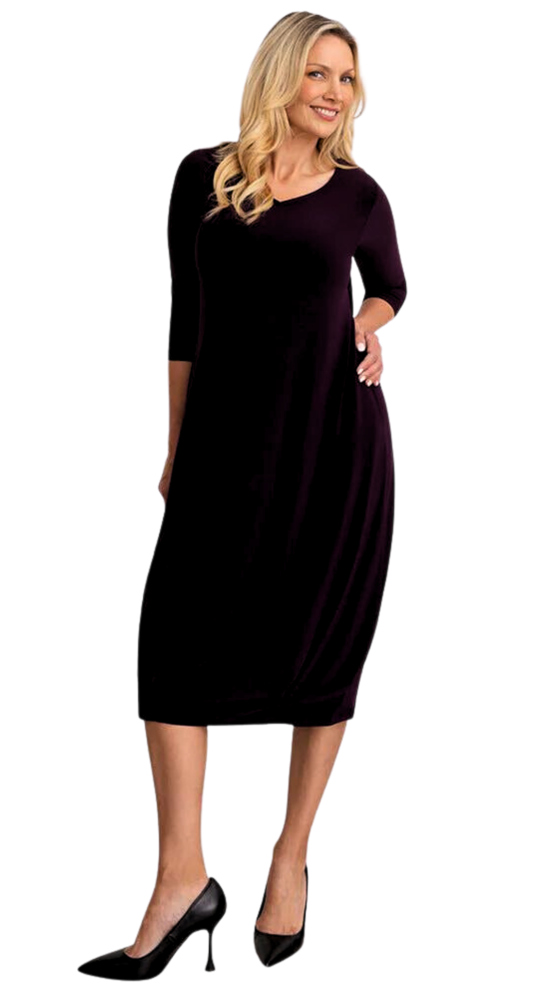 Reversible Front to Back Narrow Lantern Dress. Style SI28124-2BLK