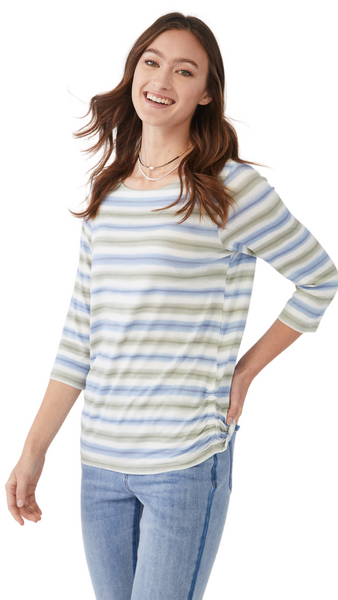 Striped Side Ruch Top in Multiple Colours. Style FD3968756