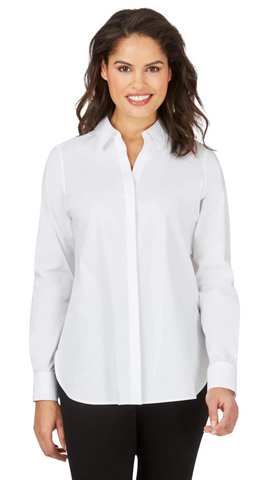 Kylie Shaped Stretch Blouse in White or Black. Style FC187961S3